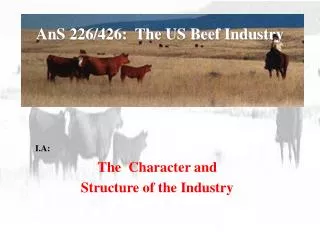 AnS 226/426: The US Beef Industry