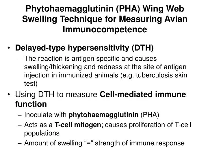 phytohaemagglutinin pha wing web swelling technique for measuring avian immunocompetence