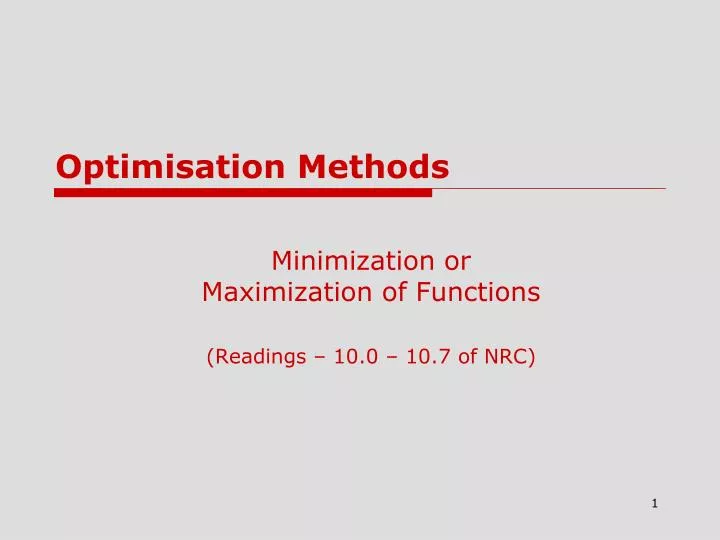 minimization or maximization of functions readings 10 0 10 7 of nrc