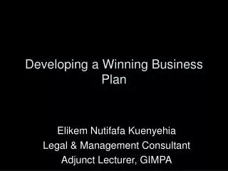 Developing a Winning Business Plan