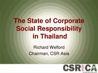 The State of Corporate Social Responsibility in Thailand