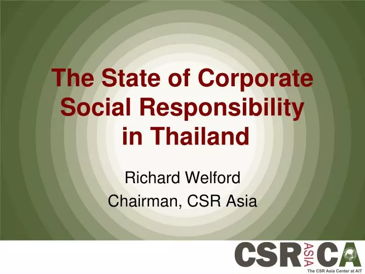 the state of corporate social responsibility in thailand