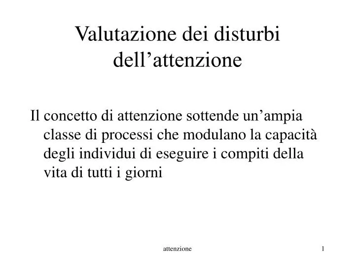 valutazione dei disturbi dell attenzione