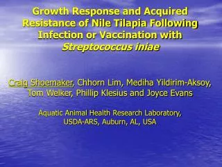 Growth Response and Acquired Resistance of Nile Tilapia Following Infection or Vaccination with Streptococcus iniae