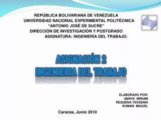 REPÚBLICA BOLIVARIANA DE VENEZUELA UNIVERSIDAD NACIONAL EXPERIMENTAL POLITÉCNICA “ANTONIO JOSÉ DE SUCRE” DIRECCIÓN