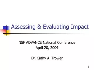 Assessing &amp; Evaluating Impact