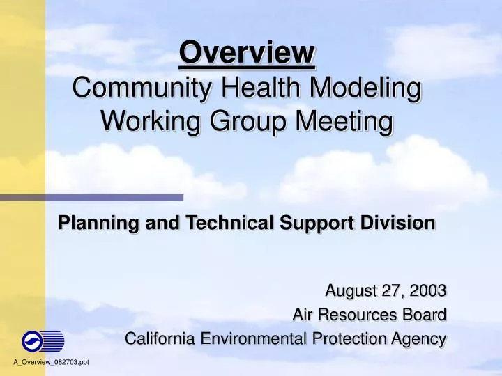 overview community health modeling working group meeting