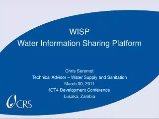 WISP Water Information Sharing Platform
