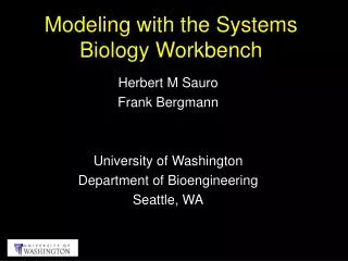 Modeling with the Systems Biology Workbench