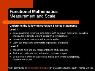 Functional Mathematics Measurement and Scale
