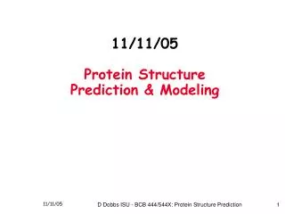 11/11/05 Protein Structure Prediction &amp; Modeling