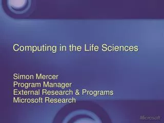 Computing in the Life Sciences