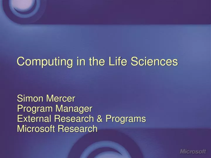 computing in the life sciences