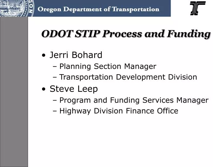odot stip process and funding