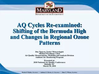 AQ Cycles Re-examined: Shifting of the Bermuda High and Changes in Regional Ozone Patterns
