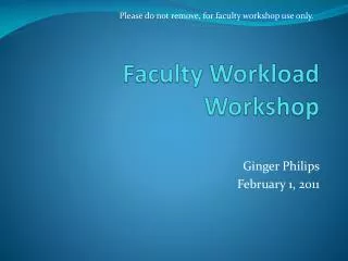 Faculty Workload Workshop