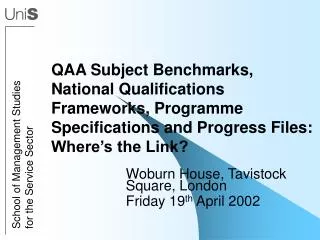 QAA Subject Benchmarks, National Qualifications Frameworks, Programme Specifications and Progress Files: Where’s the Lin