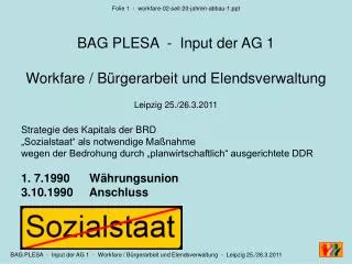 BAG PLESA - Input der AG 1 Workfare / Bürgerarbeit und Elendsverwaltung Leipzig 25./26.3.2011