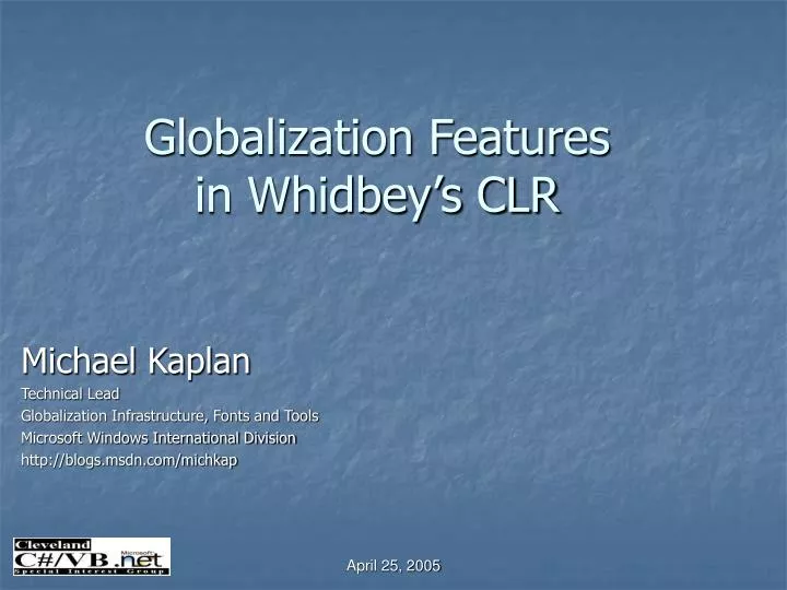 globalization features in whidbey s clr