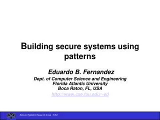 B uilding secure systems using patterns