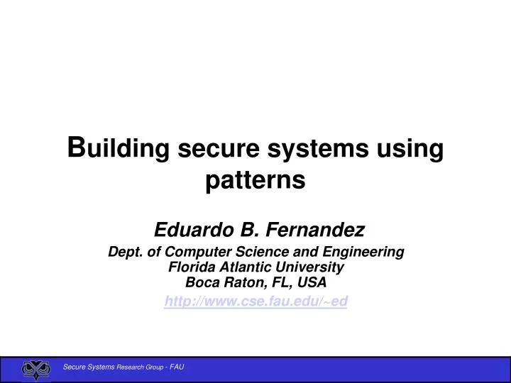 b uilding secure systems using patterns