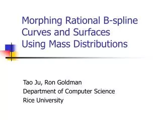 Morphing Rational B-spline Curves and Surfaces Using Mass Distributions