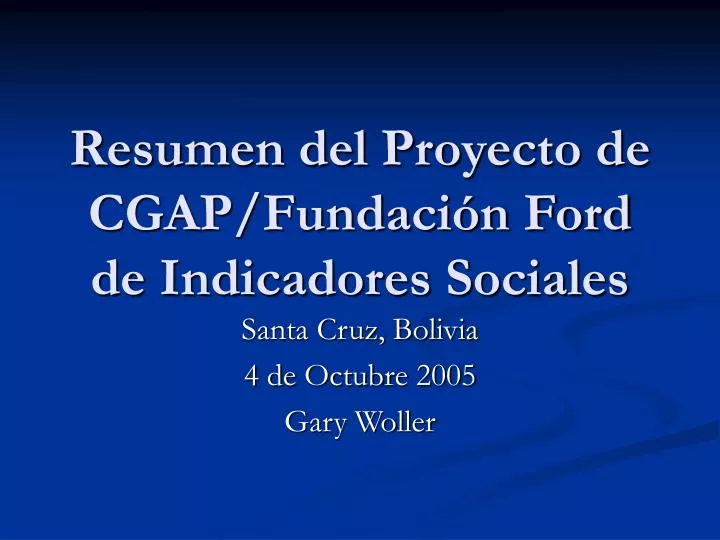 resumen del proyecto de cgap fundaci n ford de indicadores sociales