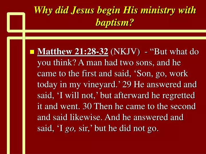 why did jesus begin his ministry with baptism