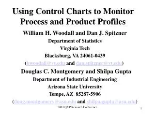 Using Control Charts to Monitor Process and Product Profiles