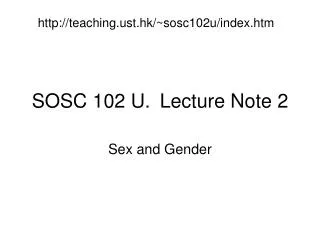 SOSC 102 U.	Lecture Note 2