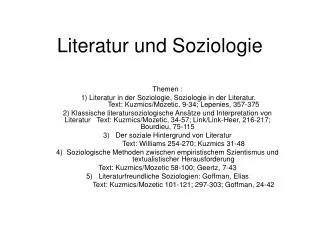 Literatur und Soziologie