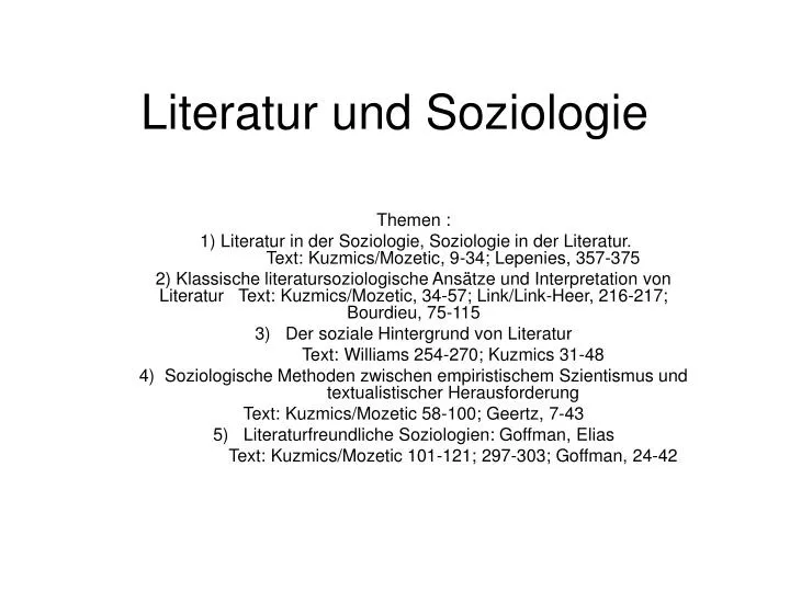 PPT - Literatur und Soziologie PowerPoint Presentation, free