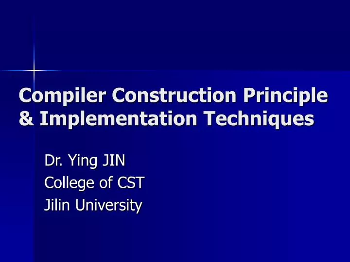 compiler construction principle implementation techniques