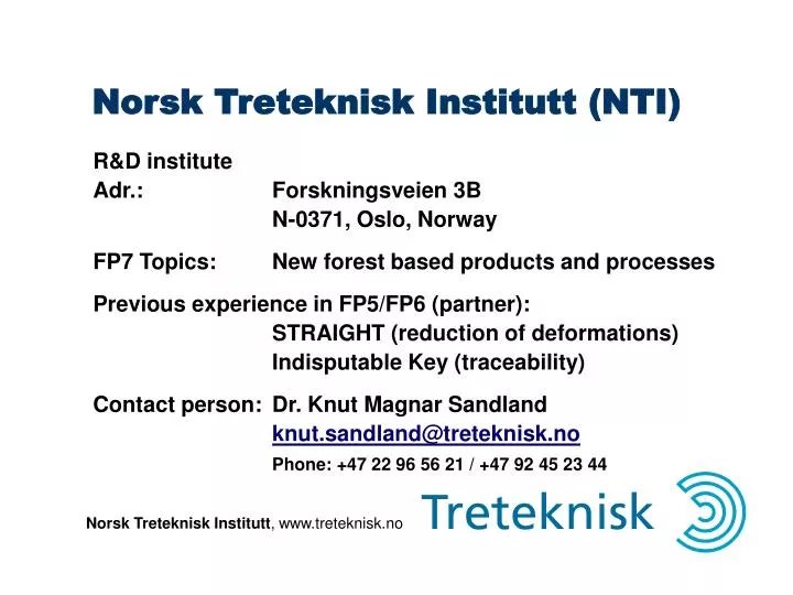 norsk treteknisk institutt nti