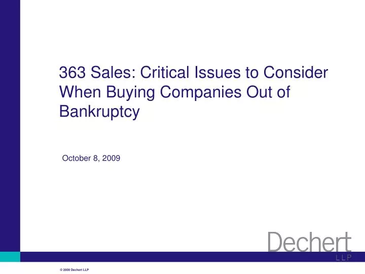 363 sales critical issues to consider when buying companies out of bankruptcy