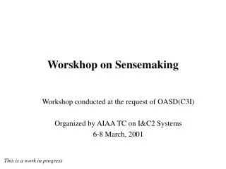 Worskhop on Sensemaking