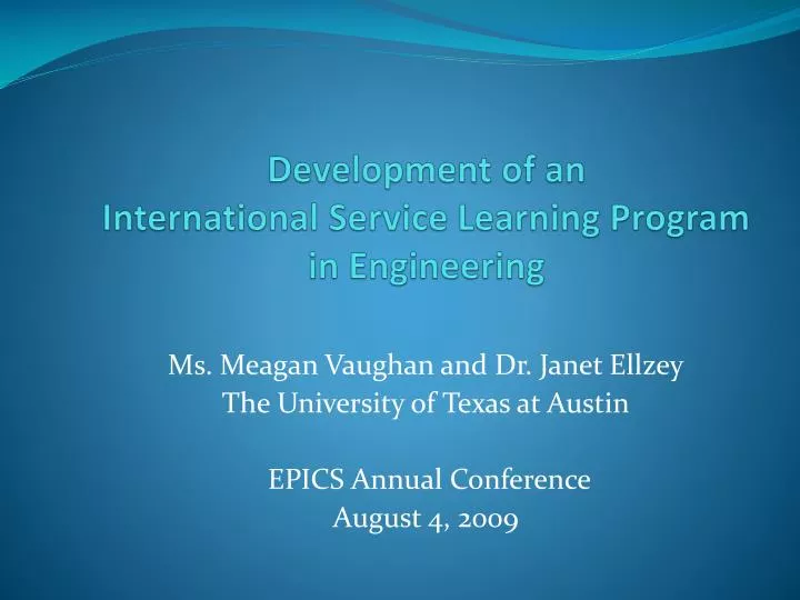 development of an international service learning program in engineering