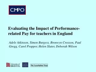 Evaluating the Impact of Performance-related Pay for teachers in England