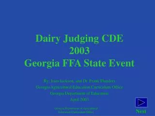 Dairy Judging CDE 2003 Georgia FFA State Event