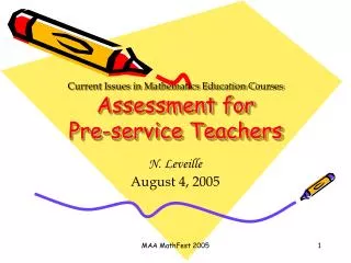 Current Issues in Mathematics Education Courses Assessment for Pre-service Teachers