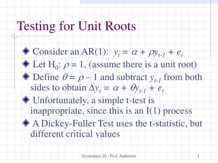 testing for unit roots