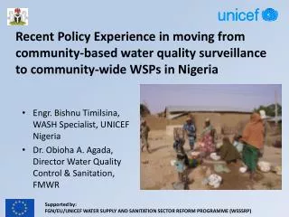 Recent Policy Experience in moving from community-based water quality surveillance to community-wide WSPs in Nigeria