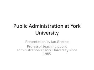 Public Administration at York University