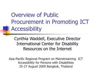 Overview of Public Procurement in Promoting ICT Accessibility