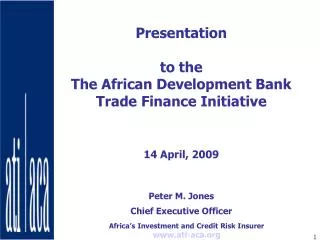 Presentation to the The African Development Bank Trade Finance Initiative 14 April, 2009 Peter M. Jones Chief Executiv