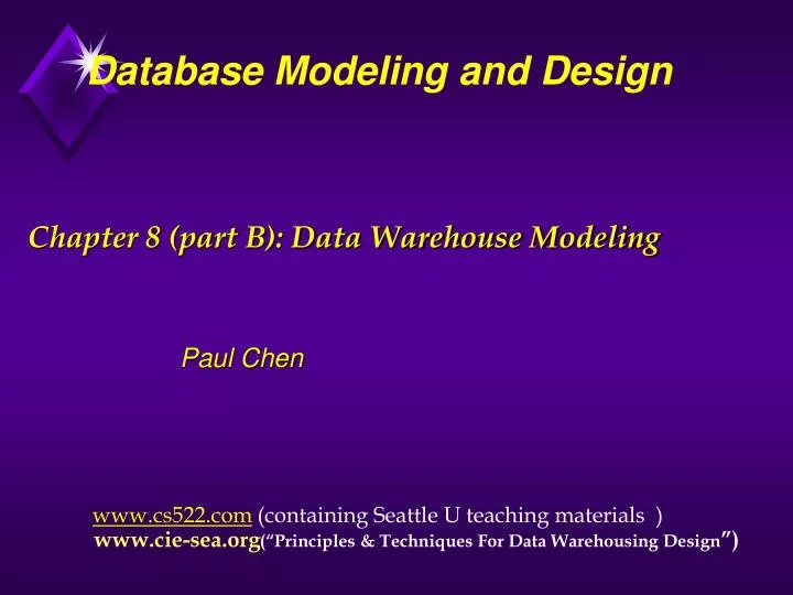chapter 8 part b data warehouse modeling