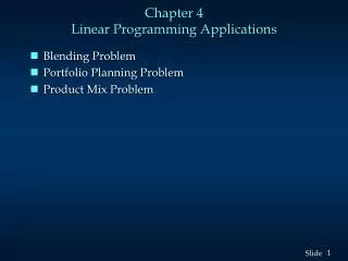 Chapter 4 Linear Programming Applications
