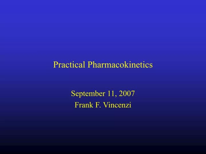 practical pharmacokinetics