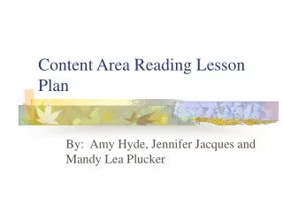 Content Area Reading Lesson Plan
