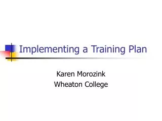 Implementing a Training Plan